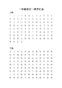 一年级语文一类字汇总