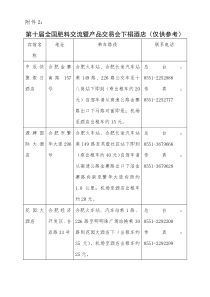 第十届全国肥料交流暨产品交易会下榻酒店仅供参考