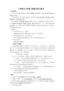 人教版小学语文六年级下册课文内容复习要点精选