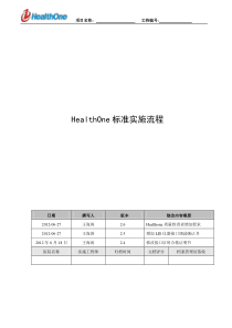 HealthOne标准实施路径