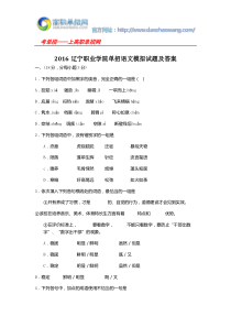 2016辽宁职业学院单招语文模拟试题及答案