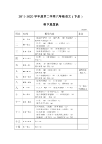 部编版小学语文-六年级下册教学进度表