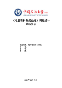 地震资料处理实习报告