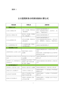 公立医院年度财务分析报告指标计算公式