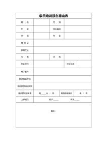 培训机构学员报名意向表