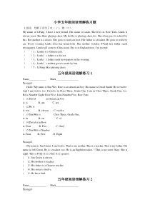 五年级英语阅读理解练习题集锦