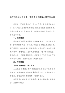 关于市人大4号议案、市政协3号建议办理工作方案