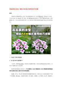 高画质的法宝 相机RAW格式使用技巧详解