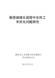 新型城镇化进程中农民工市民化问题研究