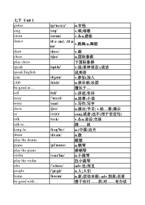 2016新版人教版七年级下册英语单词表(按单元排序)全册(附音标和解释)