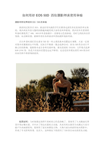 如何用好EOS 50D 四位摄影师谈使用体验