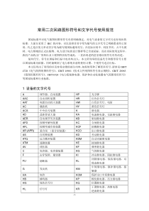 电气资料常用二次回路图形符号和文字代号使用规范