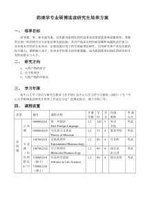 药理学专业硕博连读研究生培养方案