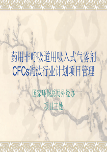 药用非呼吸道用吸入式气雾剂CFCs淘汰行业计划项目管理