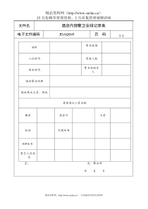 酒店内部警卫安排记录表