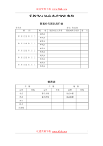 酒店前厅和客房大部分表格