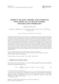 PERFECT DUALITY THEORY AND COMPLETE SOLUTIONS TO A