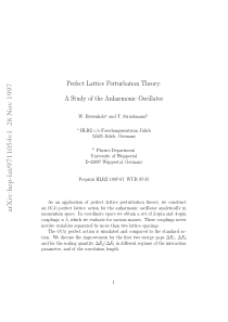 Perfect Lattice Perturbation Theory A Study of the