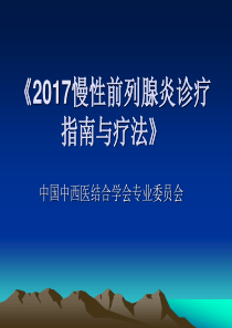 2017慢性前列腺炎诊疗指南与疗法