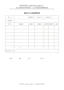 酒店员工出差旅费清单