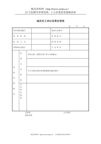 酒店员工培训效果反馈表