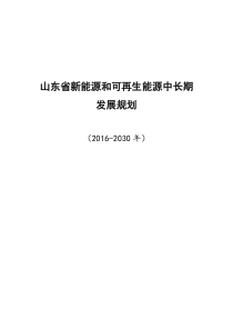 山东新能源和可再生能源中长期发展规划