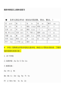 苏教版三年级上英语期末复习