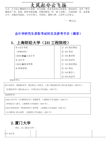 Cdxntfe会计学研究生录取考试科目及参考书目