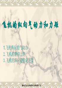 5.飞机纵向气动力和力矩(4学时)解析