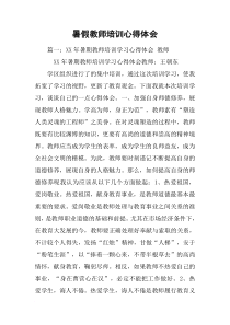 暑假教师培训心得体会