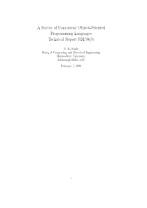 A Survey of Concurrent Object-Oriented Programming