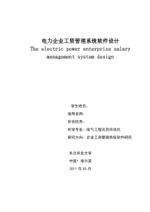 电气自动化论文 ：电力企业工资管理系统软件设计