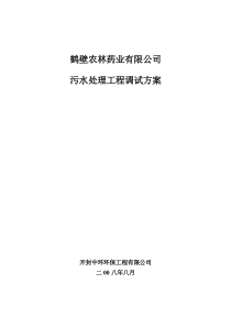 鹤壁农林药业有限公司污水处理工程调试方案