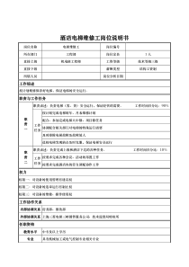 酒店电梯维修工岗位说明书