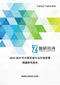 2019-2025年中国民宿行业市场供需预测研究报告