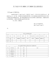 关于组建党支部的请示