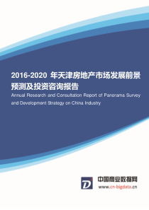 2016-2020年天津房地产市场市场调研与发展前景分析报告