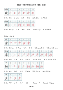 一年级下册语文生字笔顺组词(下)