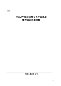 600MW火力发电机组典型运行规程