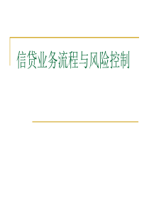 信贷业务流程与风险控制