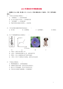 2019年深圳市中考物理试题真题(不含答案)