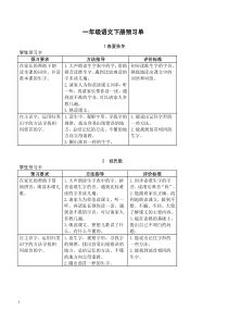 一年级语文下册预习单