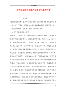 县长在全县安全生产工作会议上的讲话