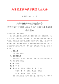 共青团重庆科技学院委员会关于开展“红五月_青年自信篇”主题文化系列活动方案