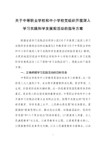 关于中等职业学校和中小学校党组织开展深入学习实践科学发展观活动的指导方案