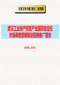 2015年武汉工业地产创意产业园项目定位市场调查营销策划招商推广报告