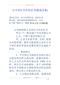 公司项目合作协议书(精选多篇)