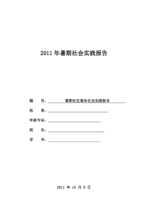 暑期社区服务社会实践报告