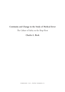 Continuity and Change in the Study of Medical Erro