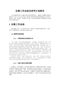 任教工作总结及研究计划报告